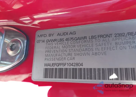 2015 Audi A3 2.0T Premium from USA, damaged, VIN WAUEFGFF5F1042804